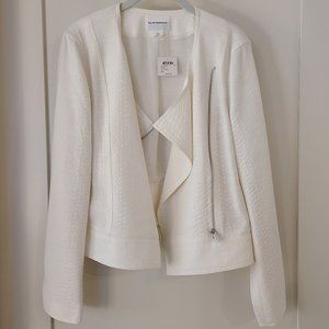 Club Monaco Jude Moto Jacket in White Jacquard Fabric
